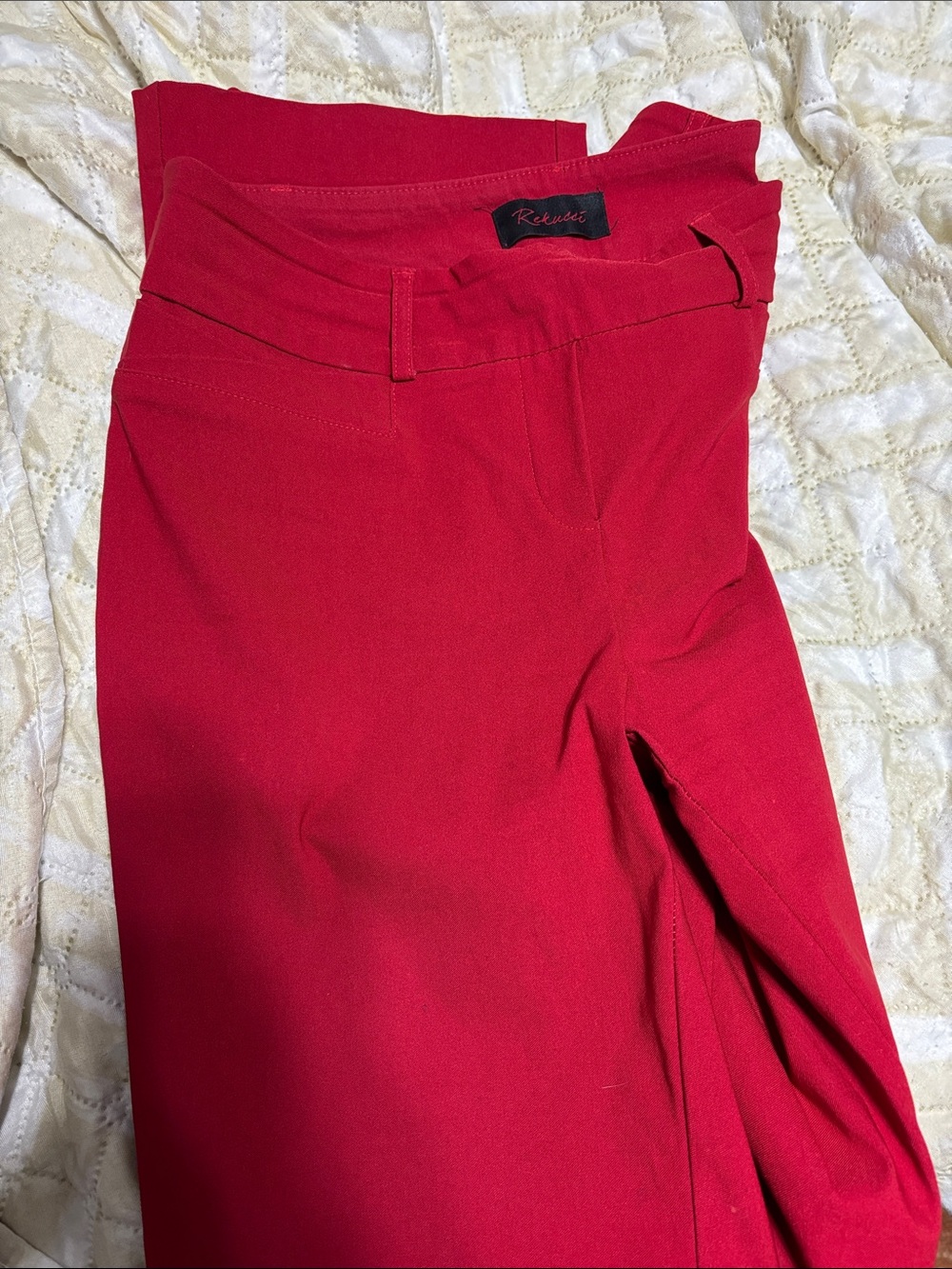 Red Women's Stretch Straight-Leg Pants by Rekucci